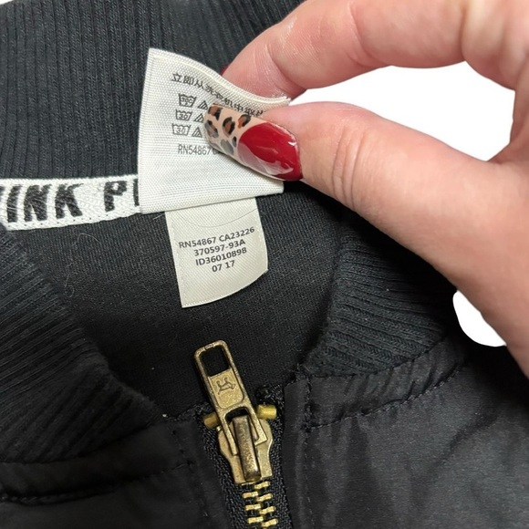 Victorias Secret PINK Black & Gold Bomber Jacket - Picture 5 of 5